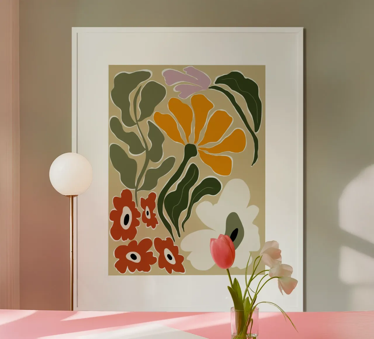 Bloomscape di metà secolo poster con telaio in plastica da Miho Art Studio