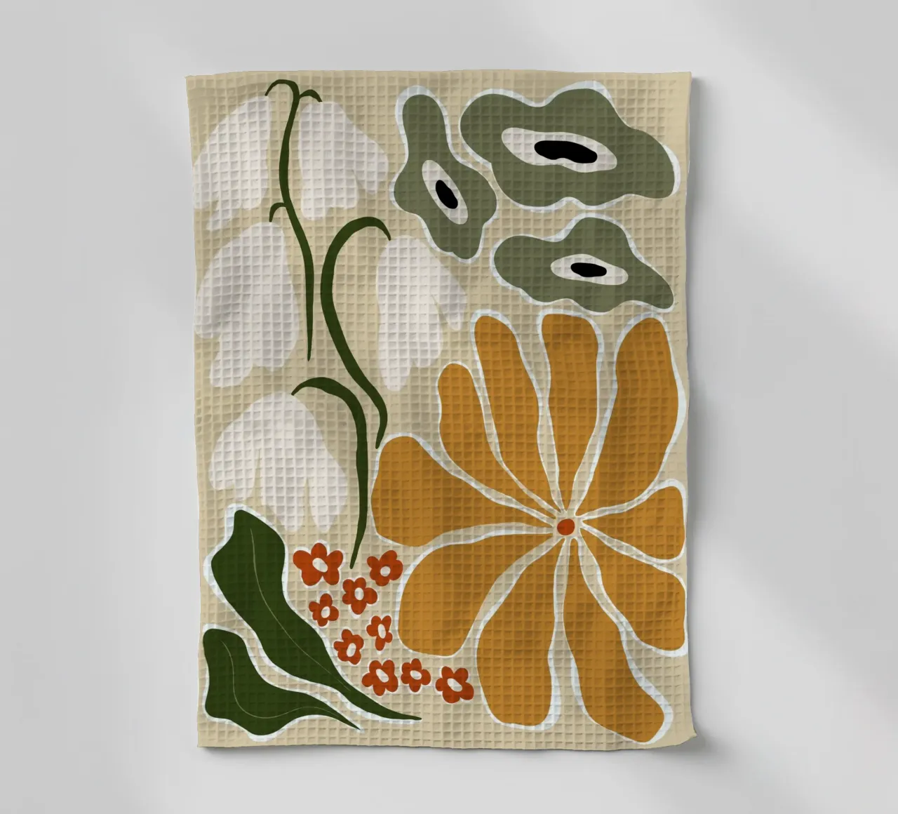 Fleurs classiques du milieu du siècle torchon de Miho Art Studio