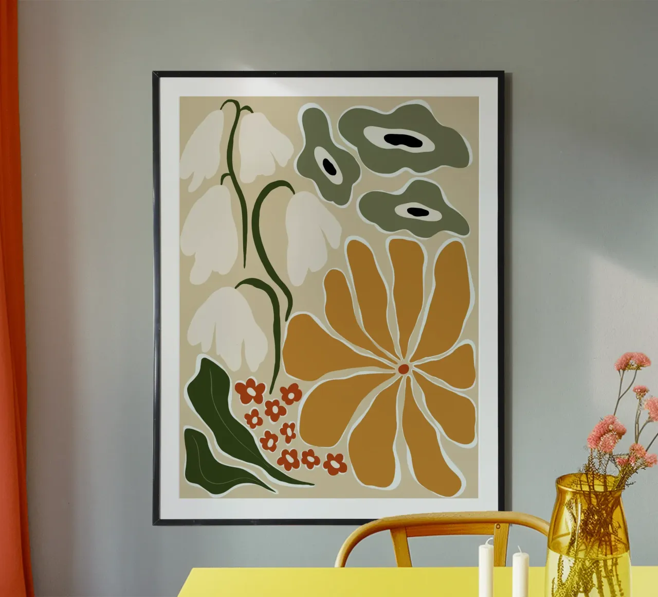 Fleurs classiques du milieu du siècle poster de Miho Art Studio