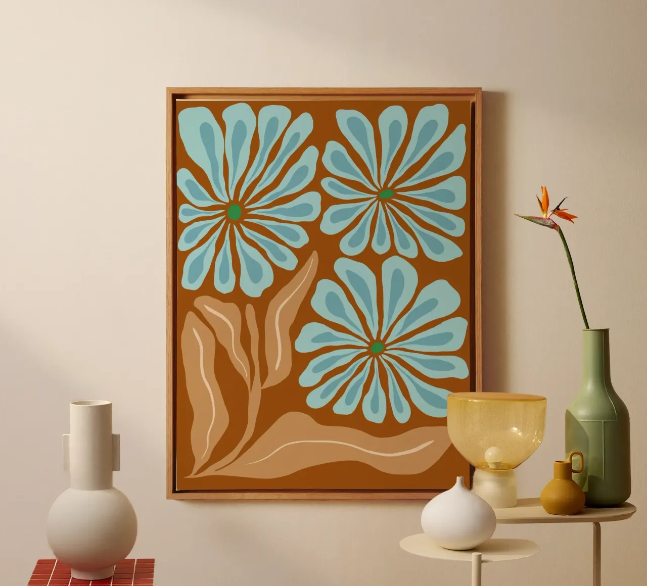 Fiori d'ambra tela con Cornice a cassetta da Miho Art Studio