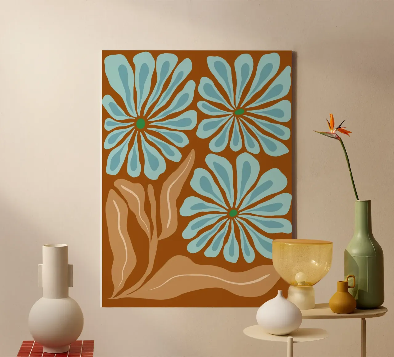 Fiori d'ambra tela con Cornice a cassetta da Miho Art Studio