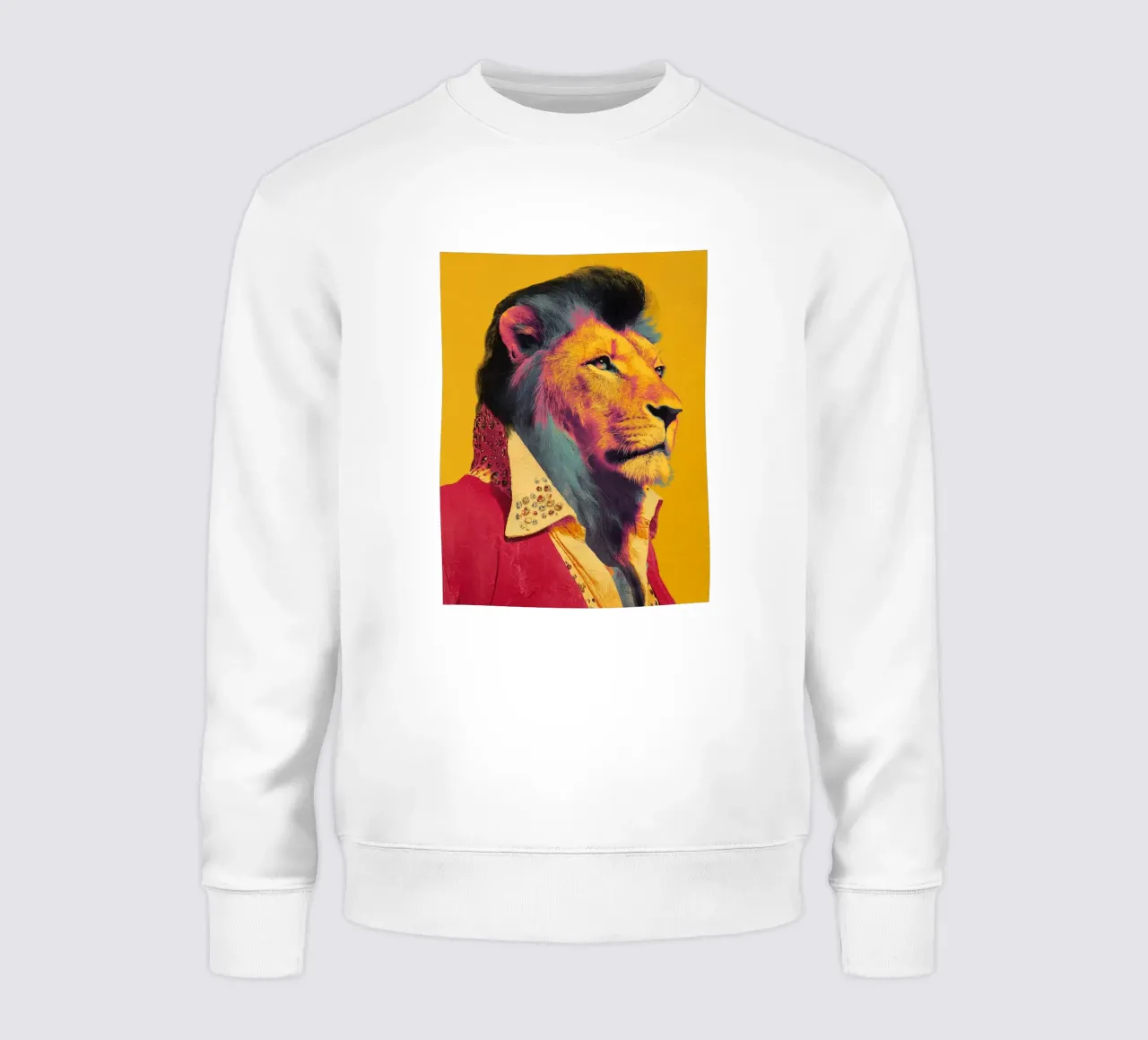 Elvis in een leeuwenlook sweatshirt van Carinaprint