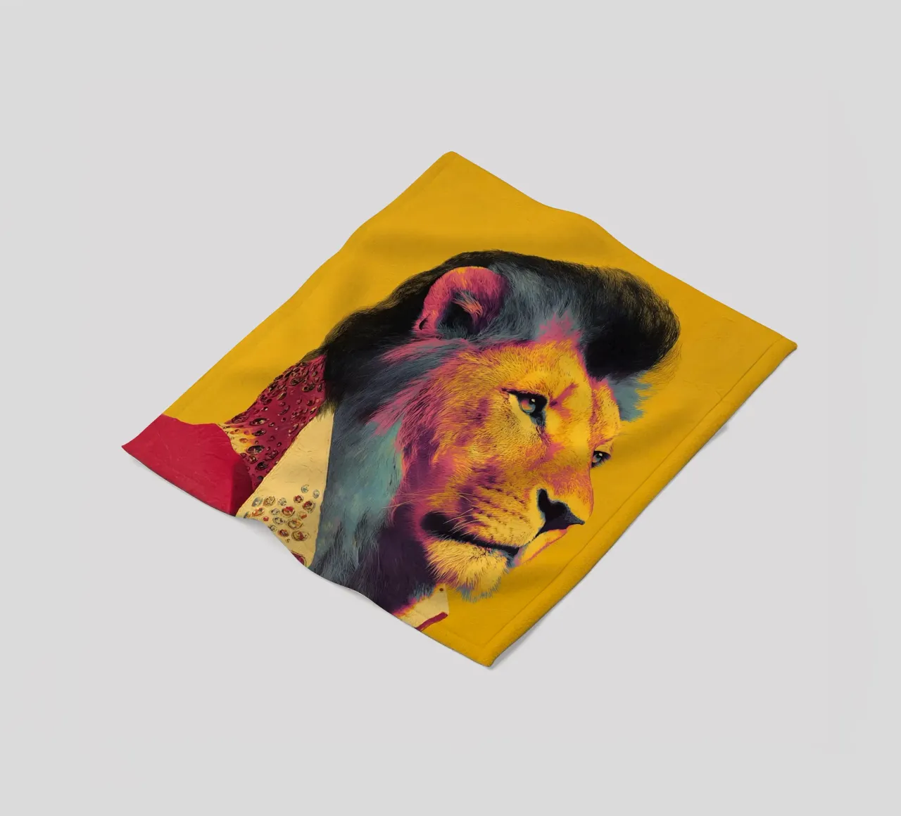 Elvis in een leeuwenlook fleecedeken van Carinaprint