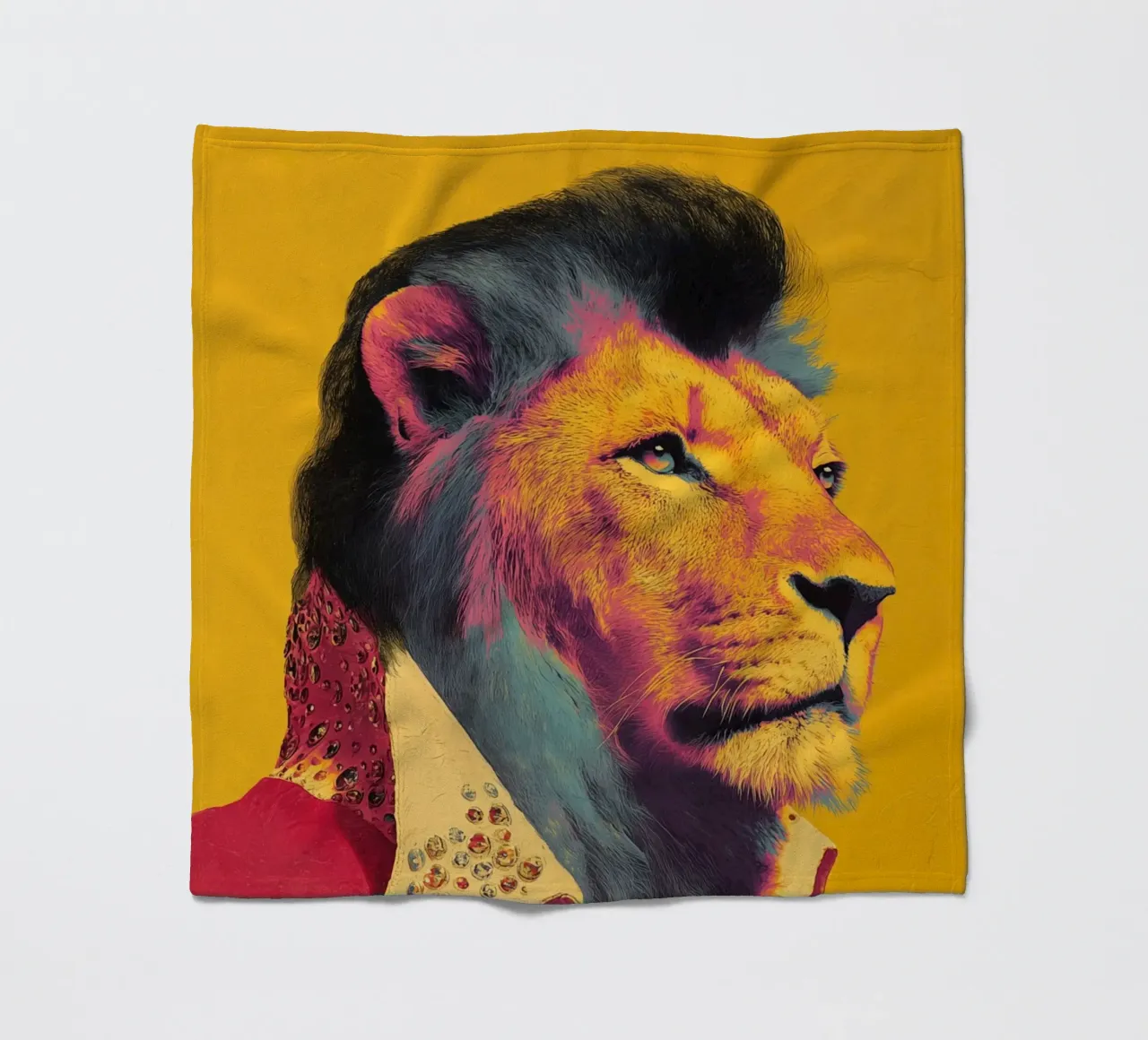 Elvis in een leeuwenlook fleecedeken van Carinaprint