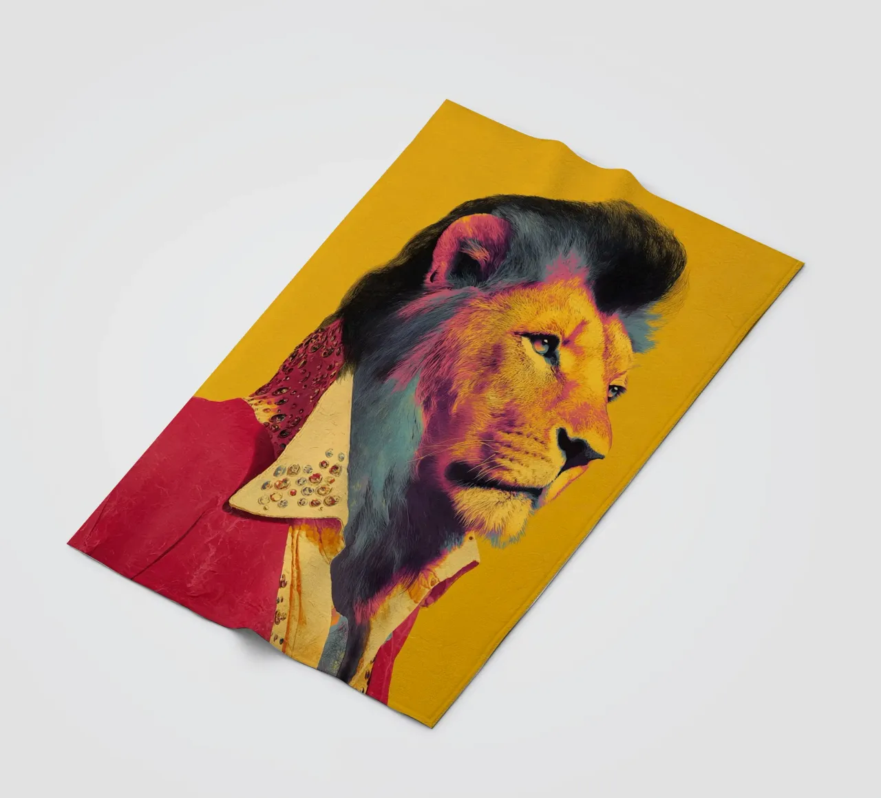 Elvis in een leeuwenlook fleecedeken van Carinaprint