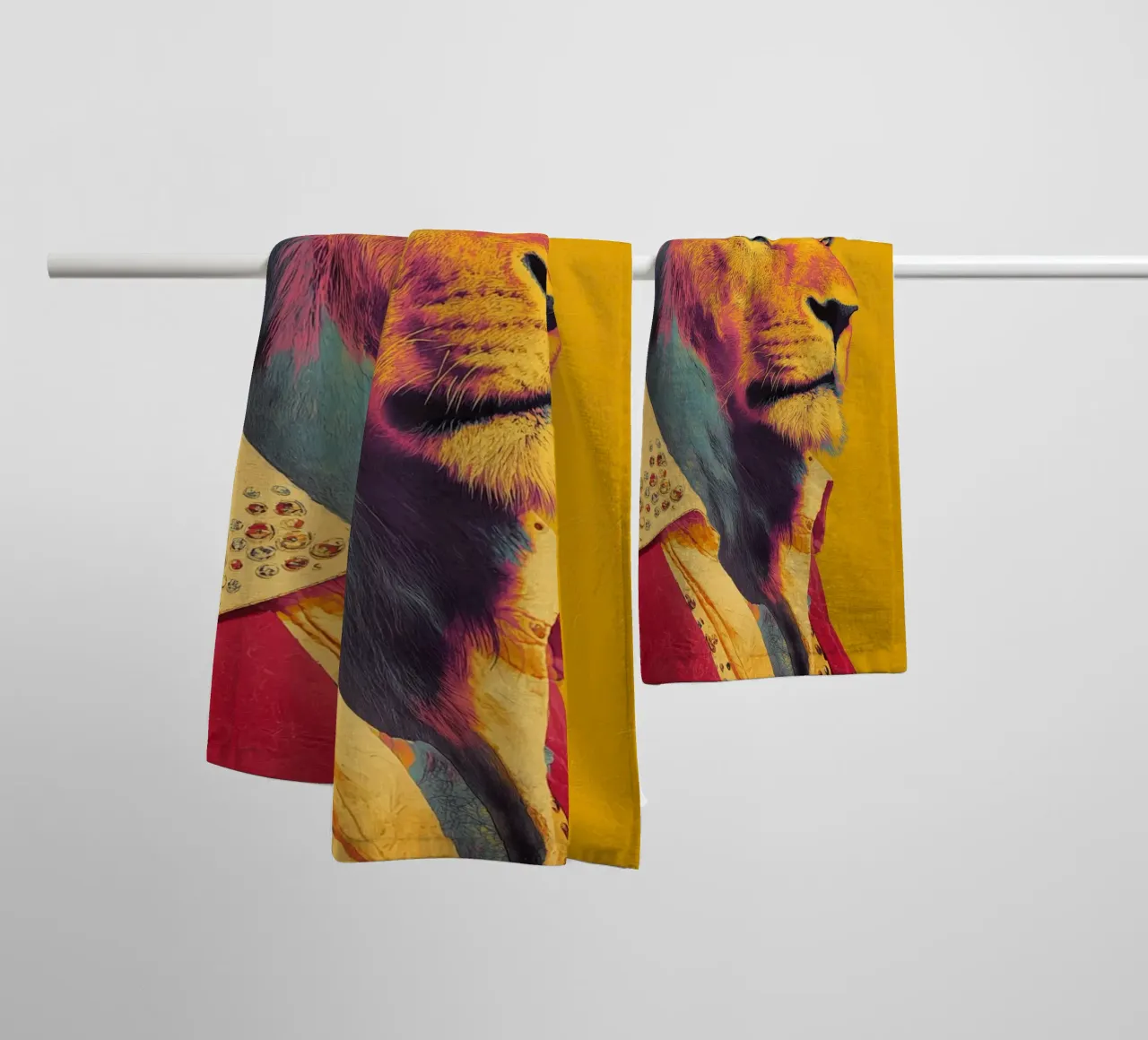 Elvis in een leeuwenlook badhanddoek van Carinaprint