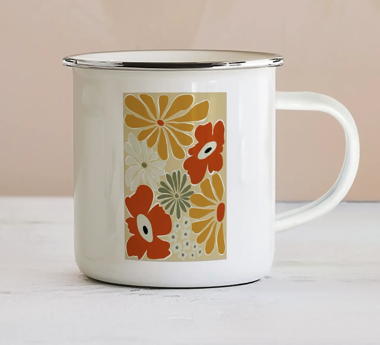 Vibrazioni vintage tazza in smalto da Miho Art Studio