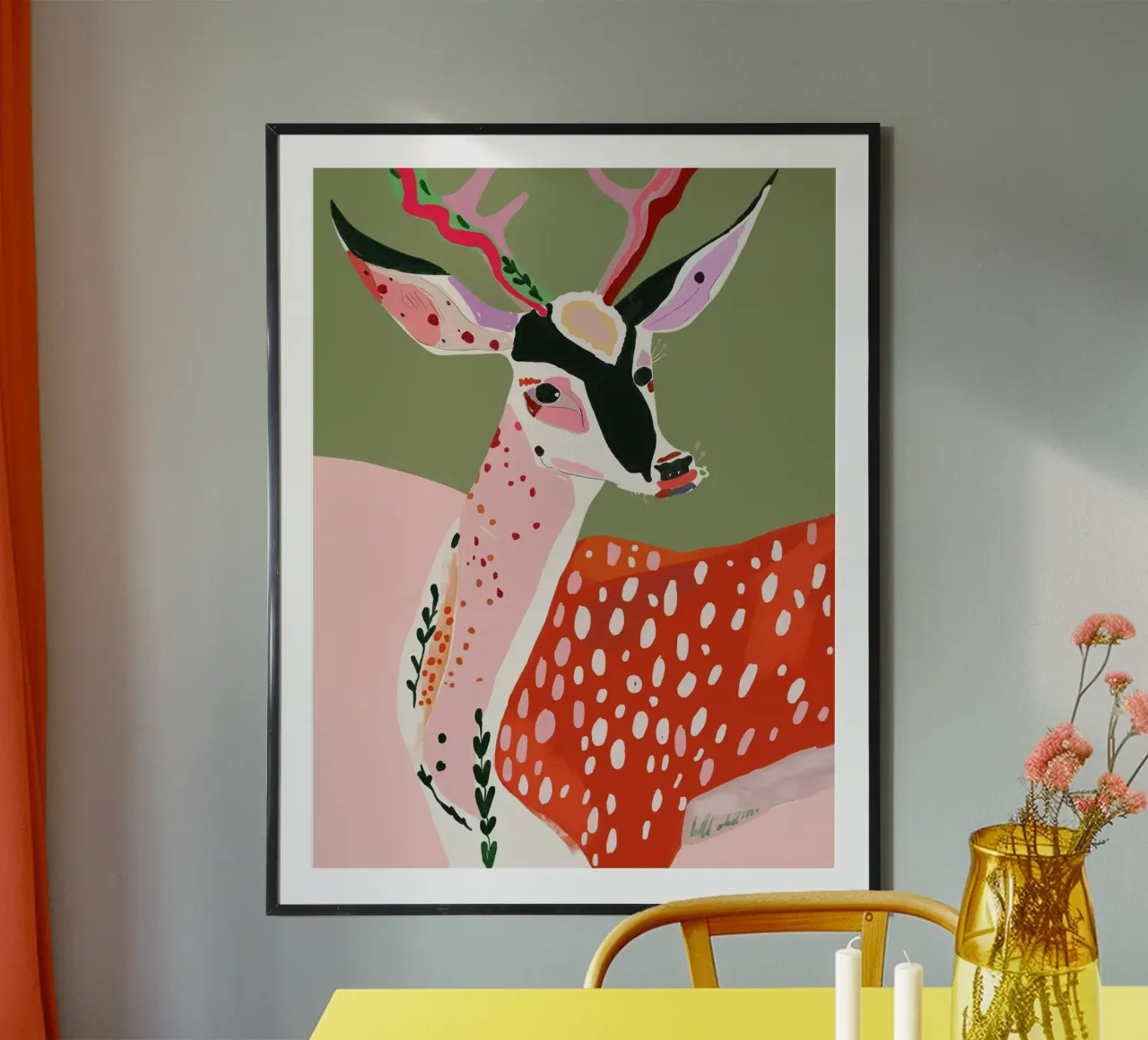 Cervo incantato poster con telaio in legno da ArtsySesta