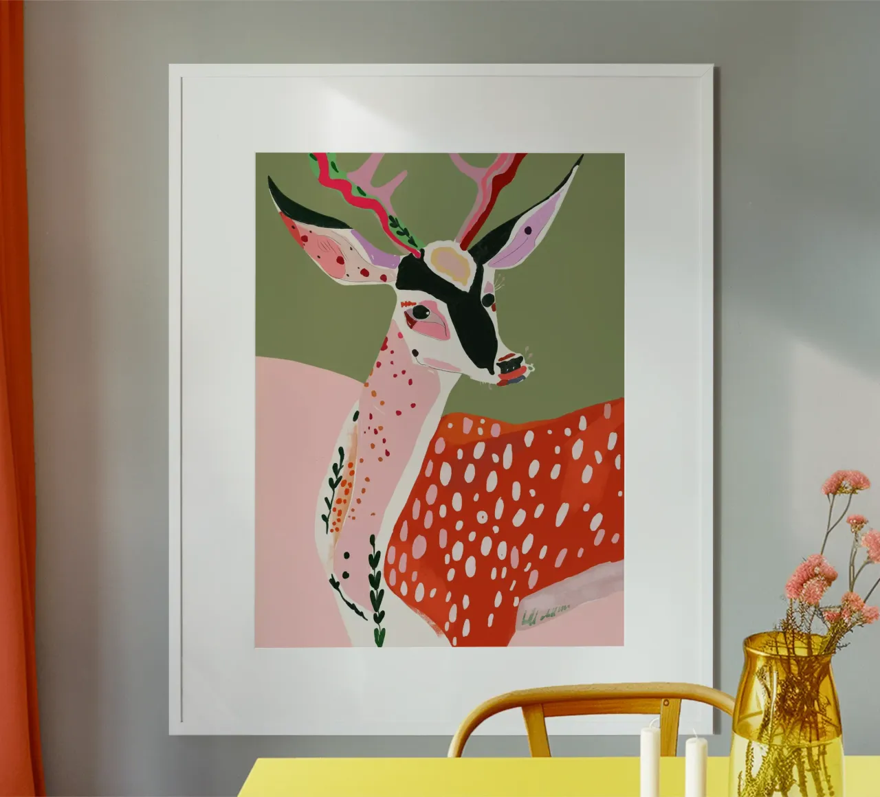 Cervo incantato poster con telaio in legno da ArtsySesta