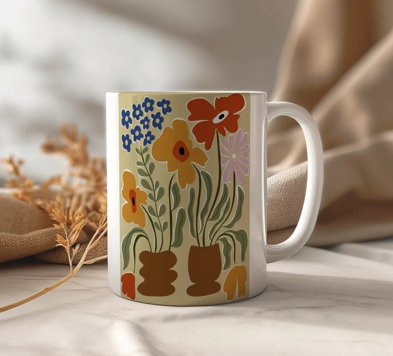 Colore classico in fiore tazza in ceramica da Miho Art Studio