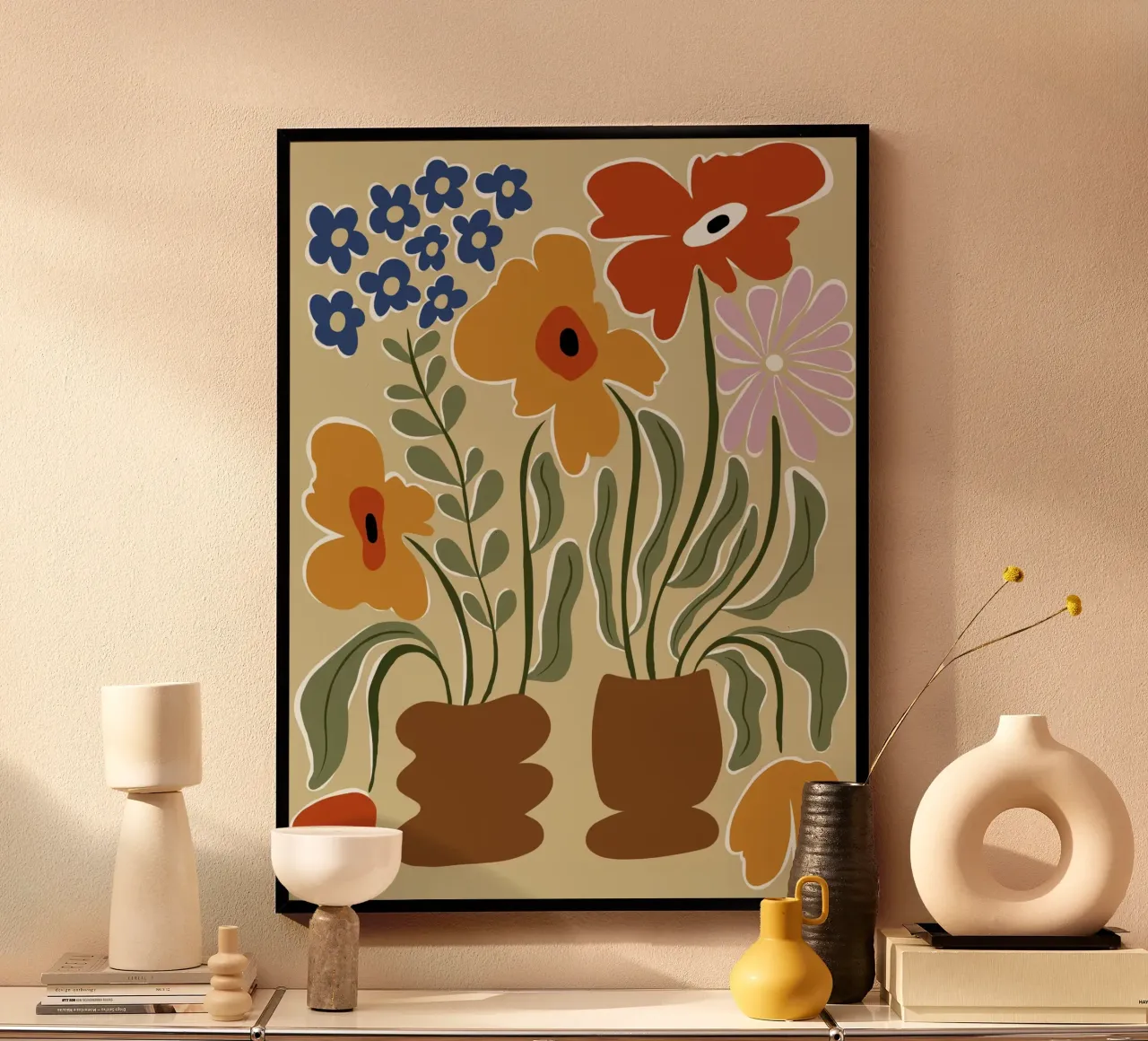 Colore classico in fiore poster con telaio in plastica da Miho Art Studio