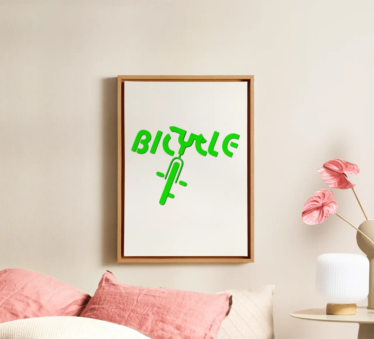 Logo verde della bicicletta stile obliquo effetto 3D tela con Cornice a cassetta da Urban Life