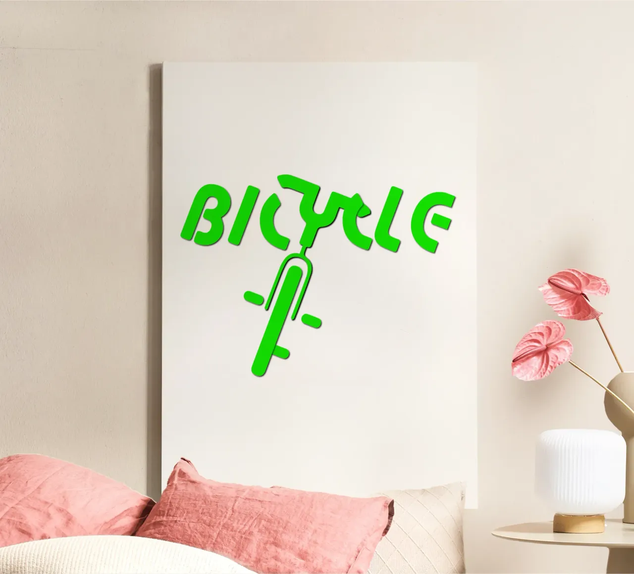 Logo verde della bicicletta stile obliquo effetto 3D tela con Cornice a cassetta da Urban Life