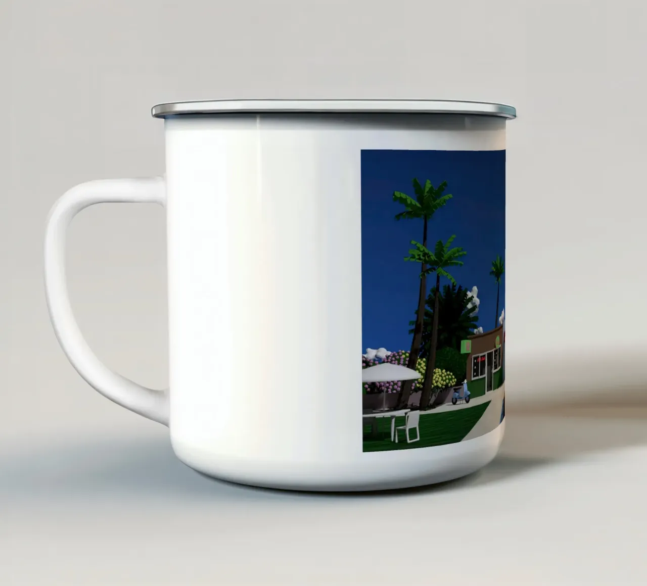 Scena low poly Hiroshi Nagai tazza in smalto da MarshArt