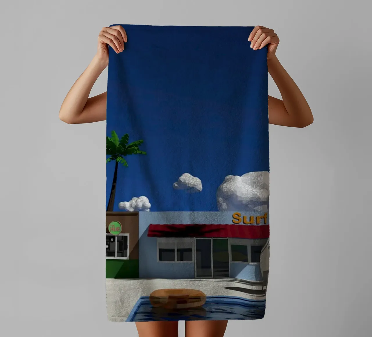 Scena low poly Hiroshi Nagai asciugamano da bagno da MarshArt