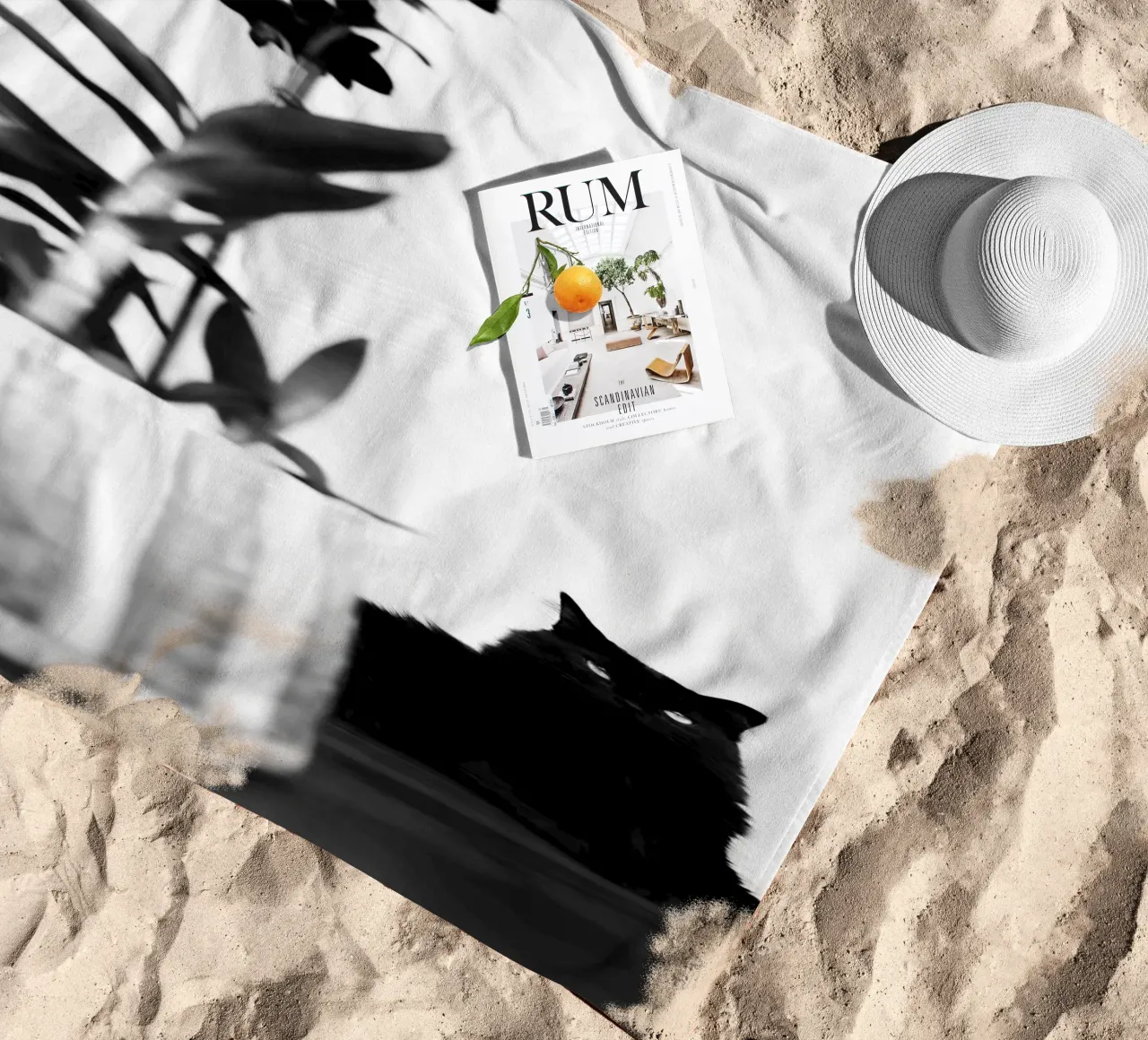 Gatto nero telo mare da rafael campezato