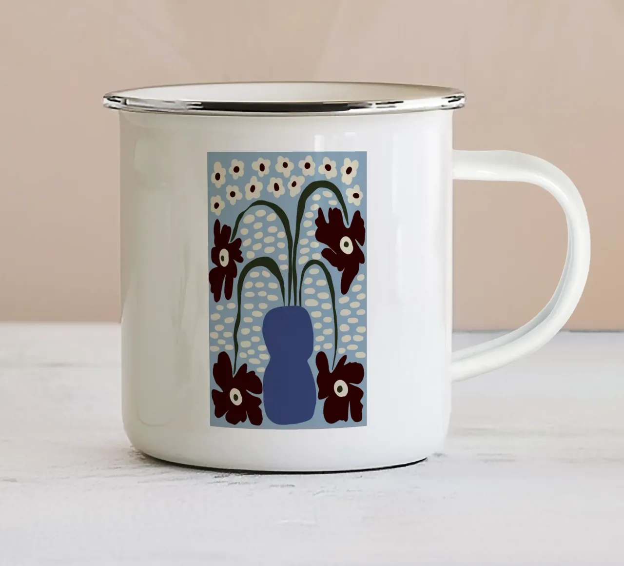 Fiori di Matisse che cadono tazza in smalto da Miho Art Studio