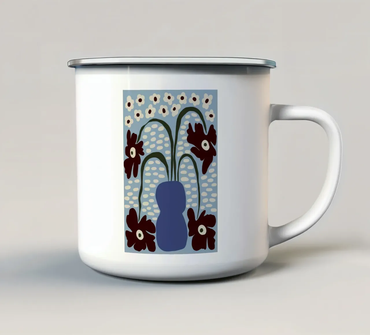 Fiori di Matisse che cadono tazza in smalto da Miho Art Studio