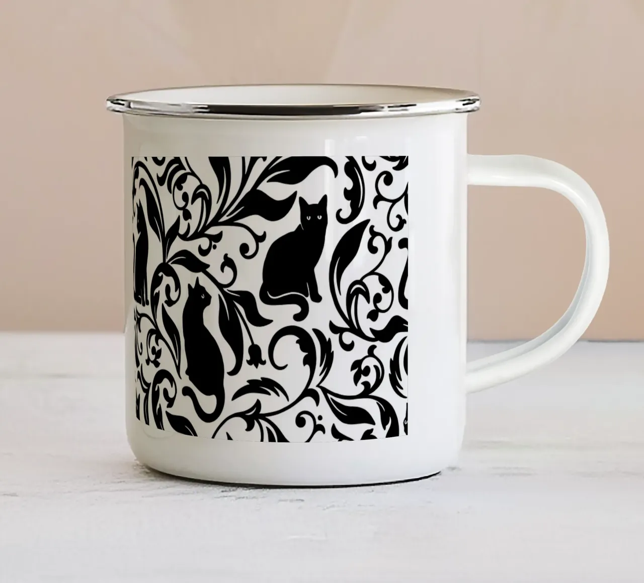 Black Cats II tazza in smalto da Vivi Nicolin