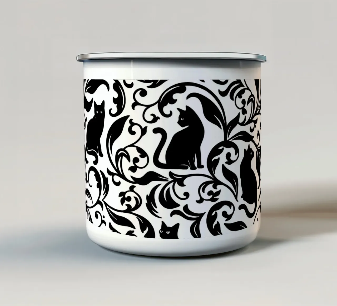 Black Cats II tazza in smalto da Vivi Nicolin