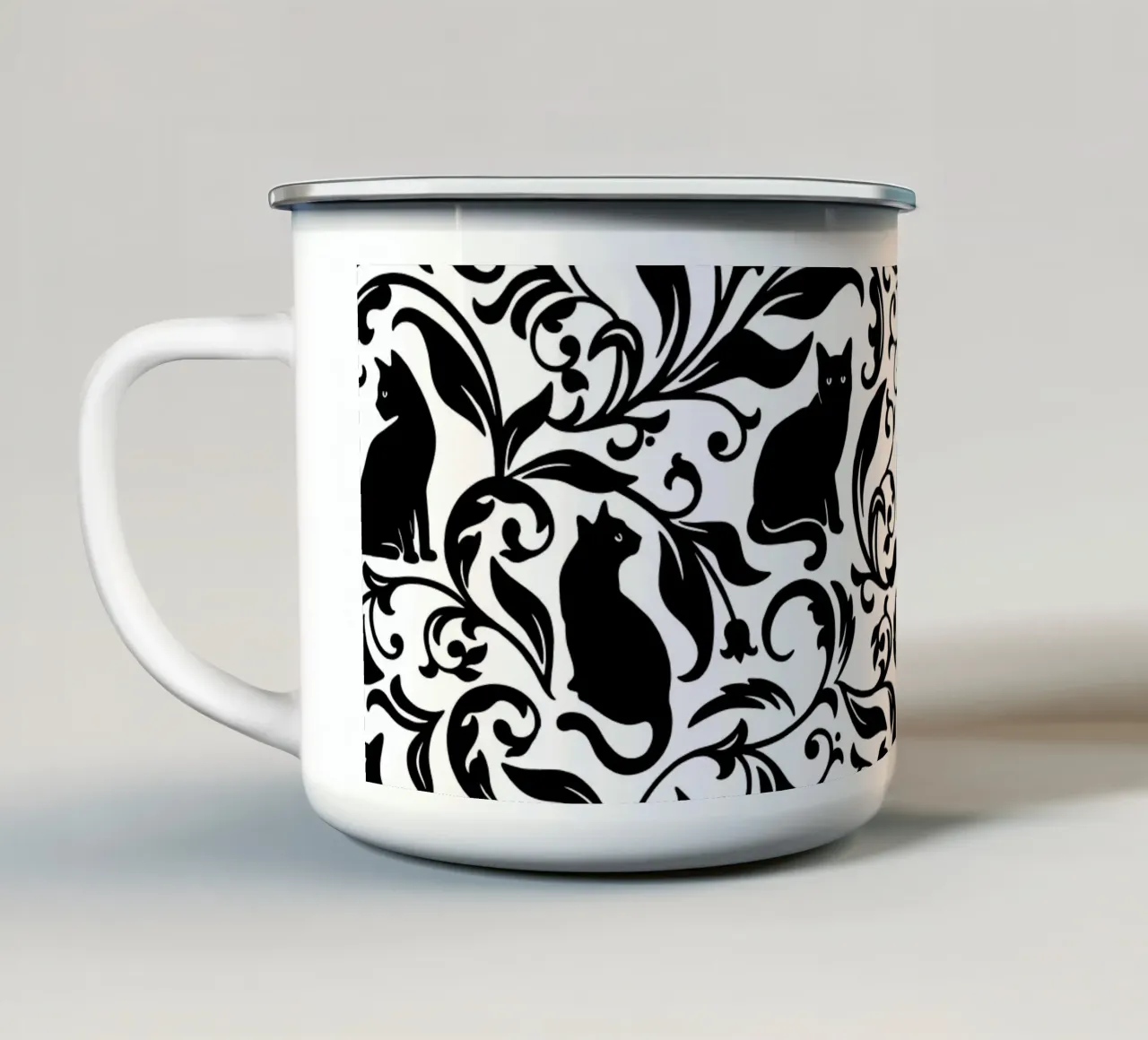 Black Cats II tazza in smalto da Vivi Nicolin