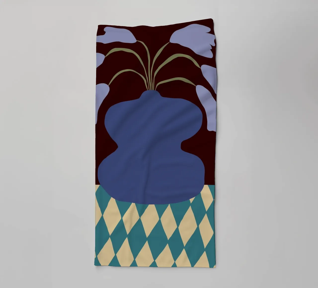 Purple pottery and dropping lily towel by Miho Art Studio