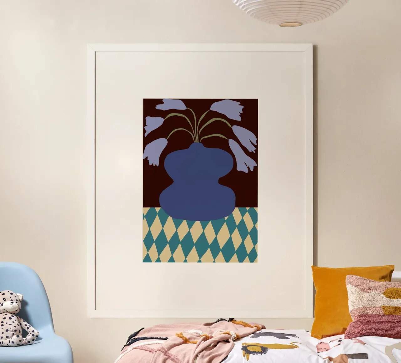 Purple pottery and dropping lily poster by Miho Art Studio