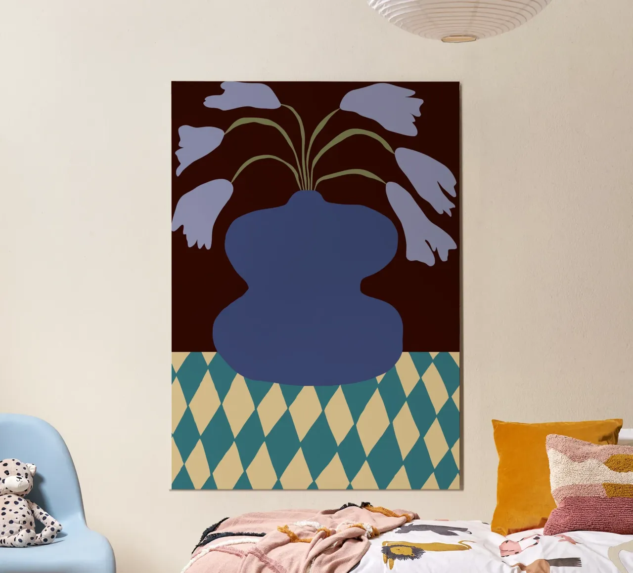 Purple pottery and dropping lily poster by Miho Art Studio