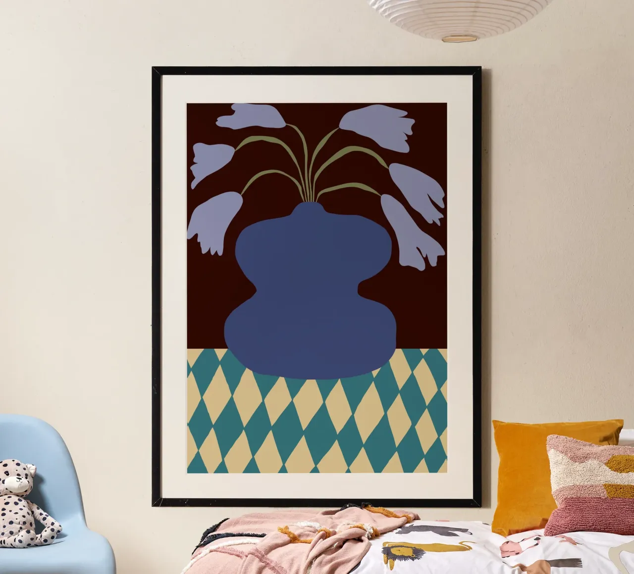 Purple pottery and dropping lily poster by Miho Art Studio