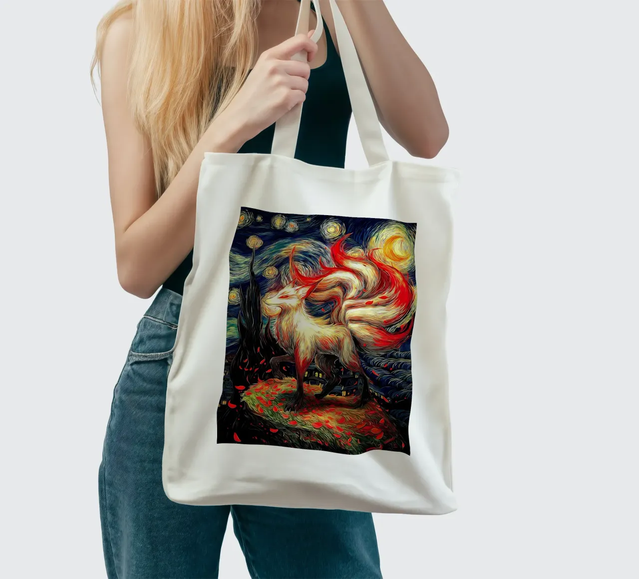 Volpe a nove code borsa in juta da Fleur de Lys