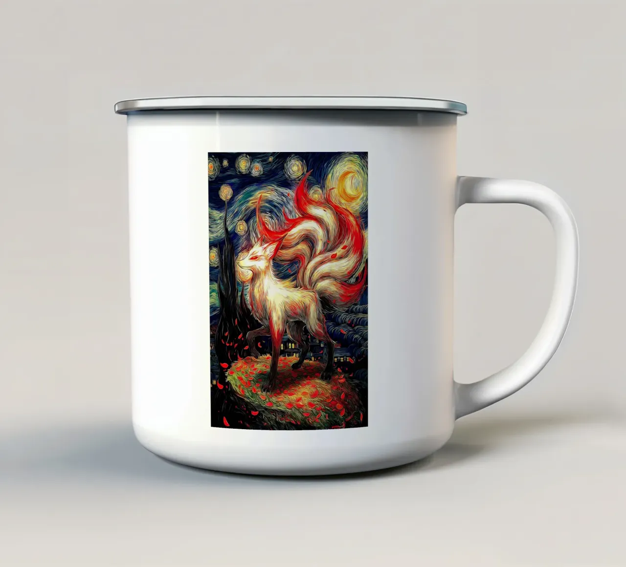 Volpe a nove code tazza in smalto da Fleur de Lys
