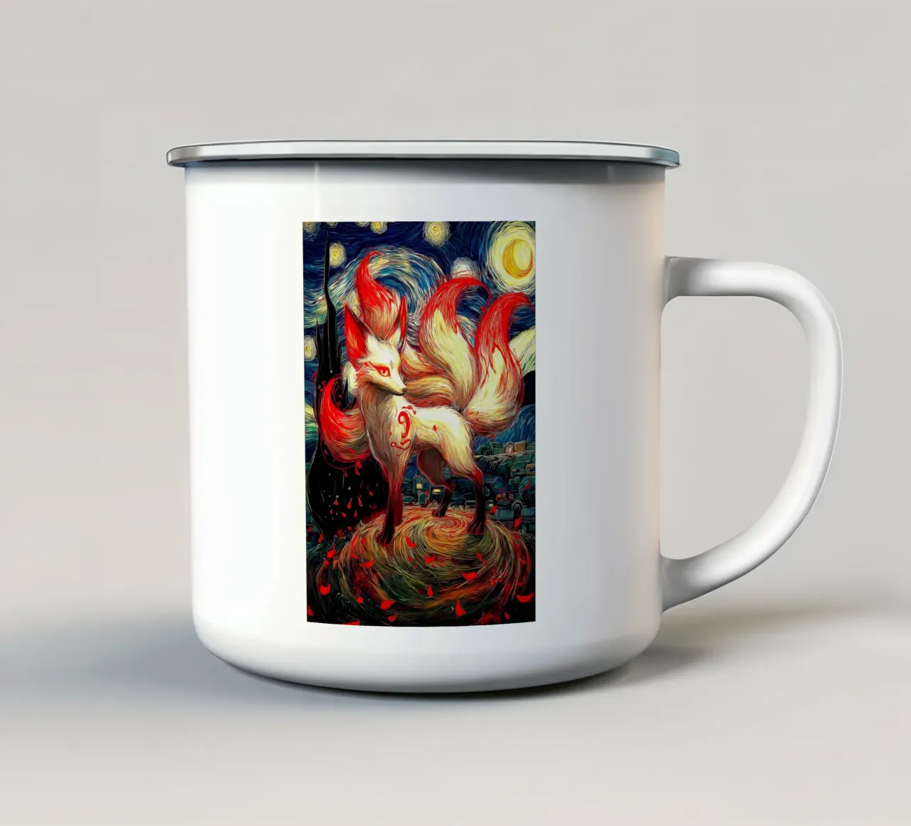Volpe a nove code tazza in smalto da Fleur de Lys
