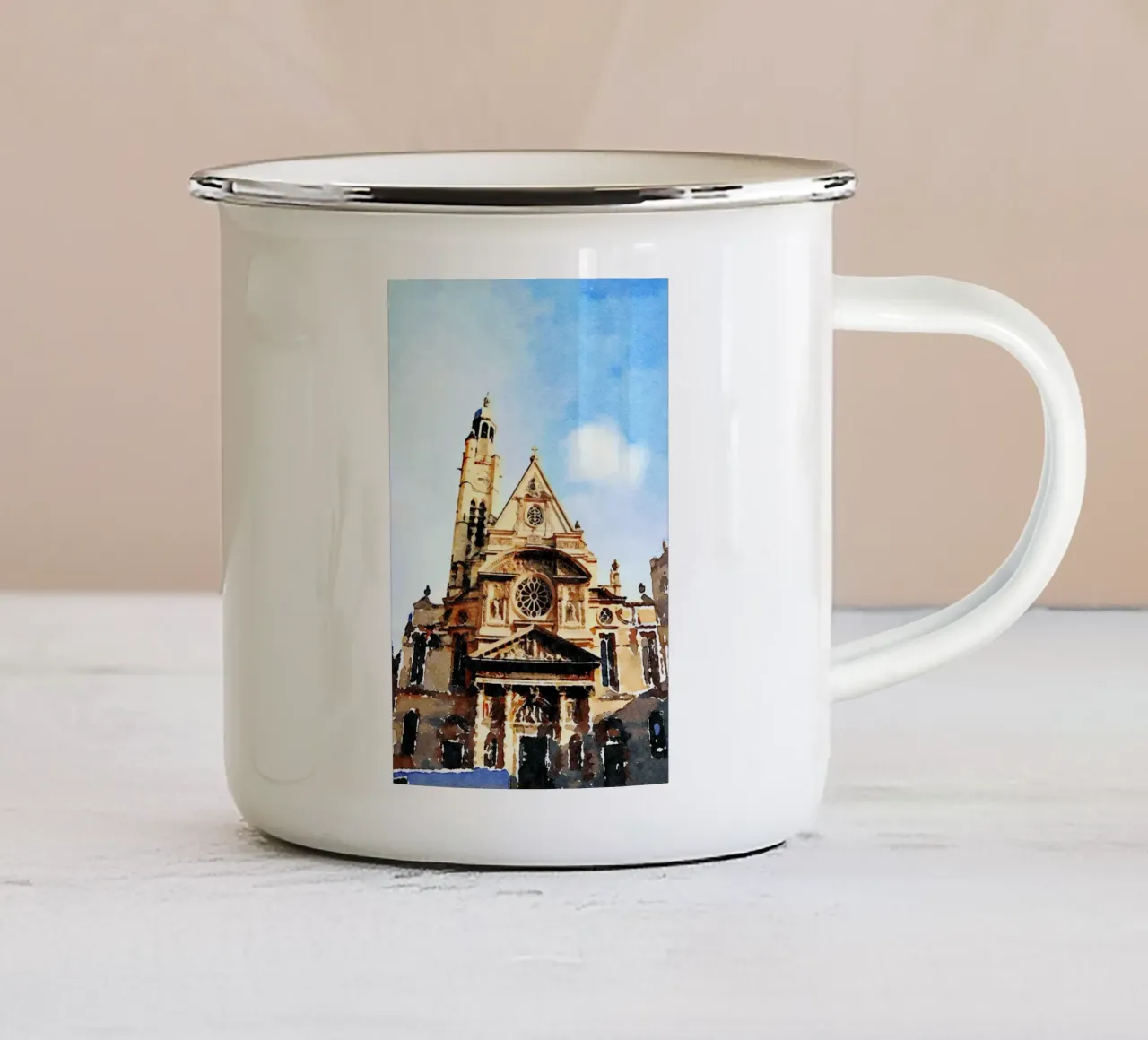 A Parigi tazza in smalto da Massimo Frascogna