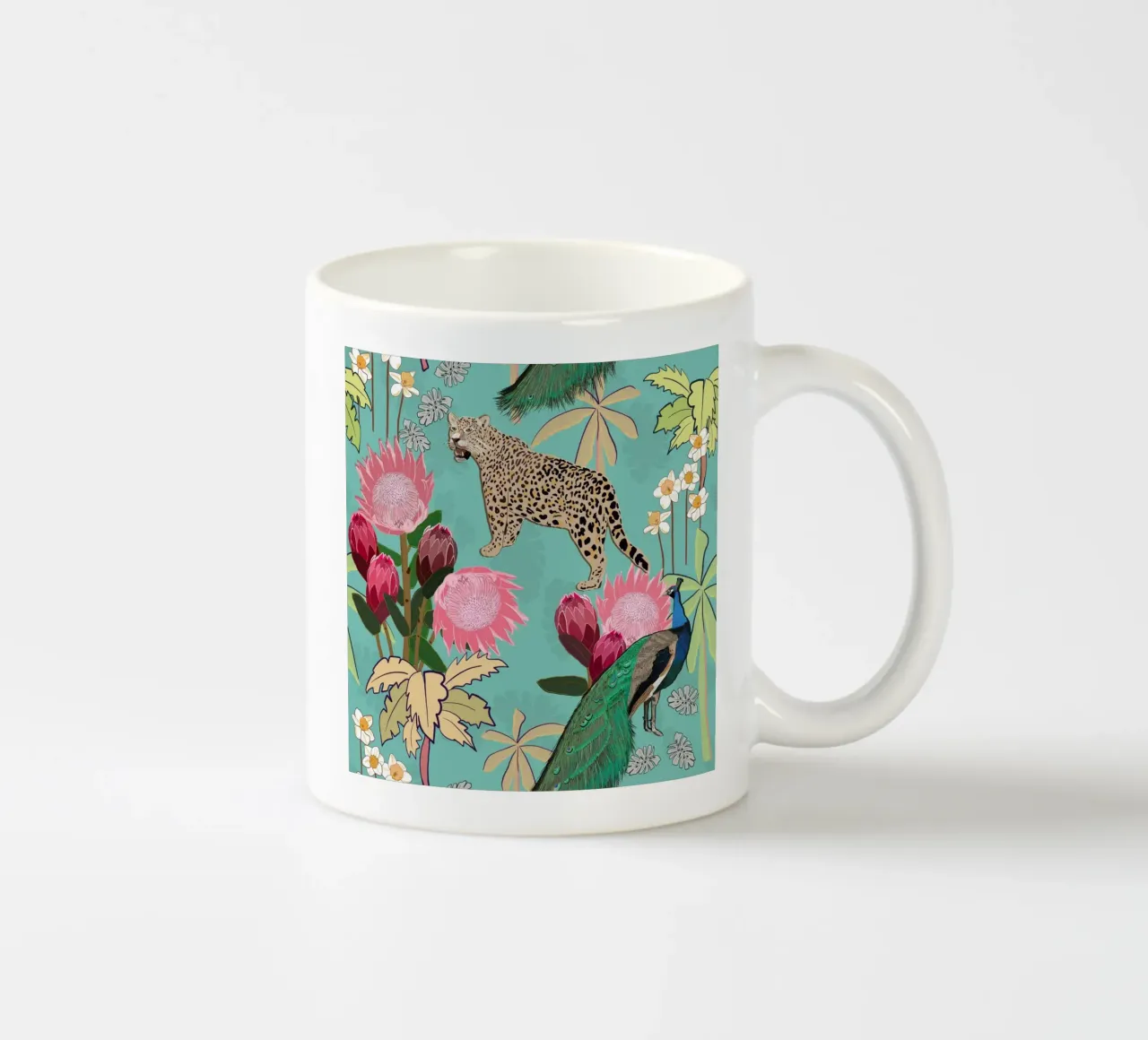 Tigre e pavone tazza in ceramica da gulsengunel