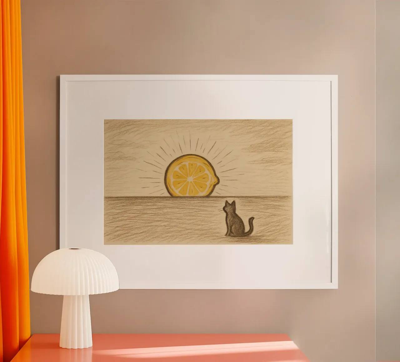 Limone Orizzonte poster con telaio in plastica da LemonCat Studio