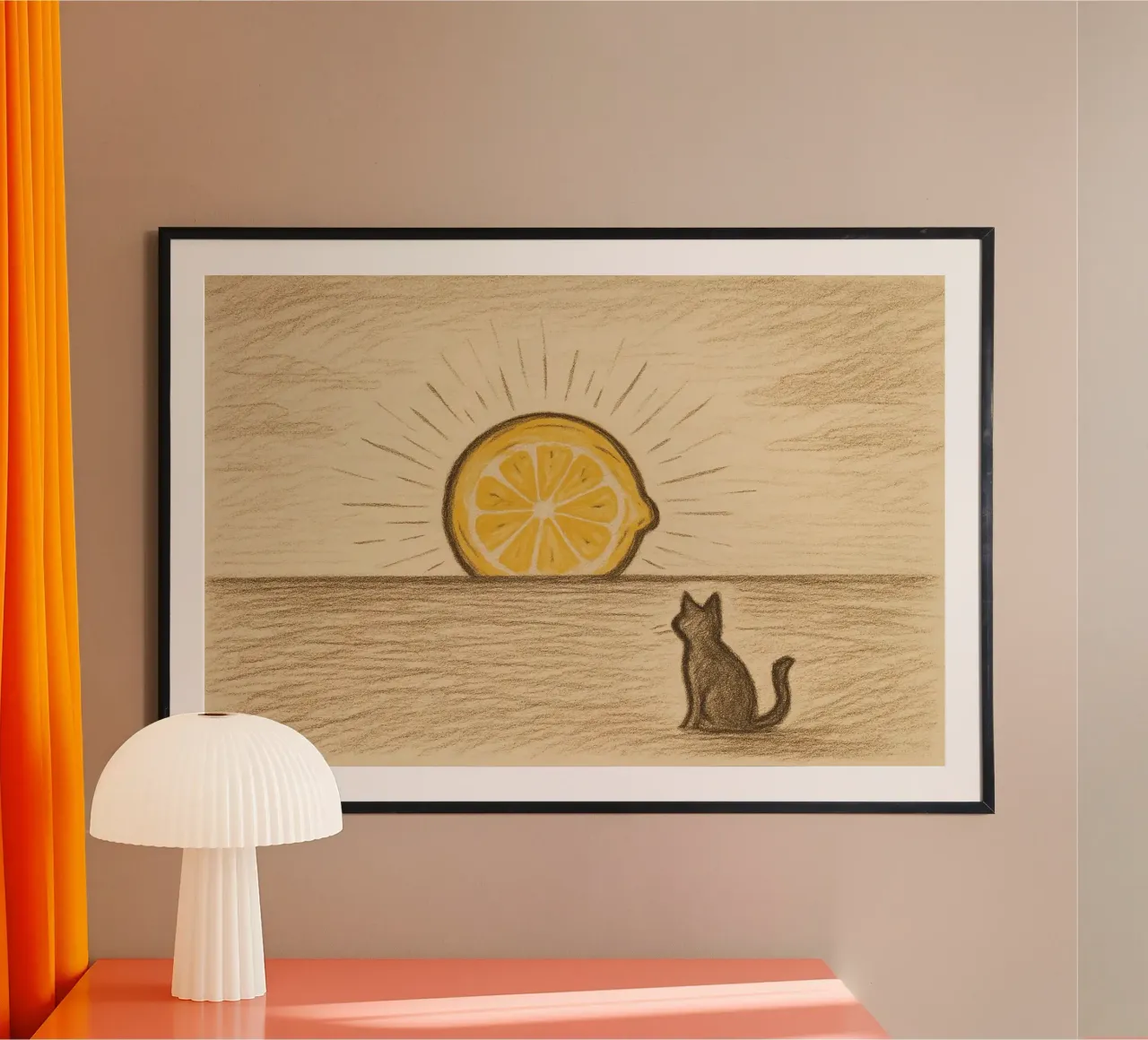 Limone Orizzonte poster con telaio in plastica da LemonCat Studio