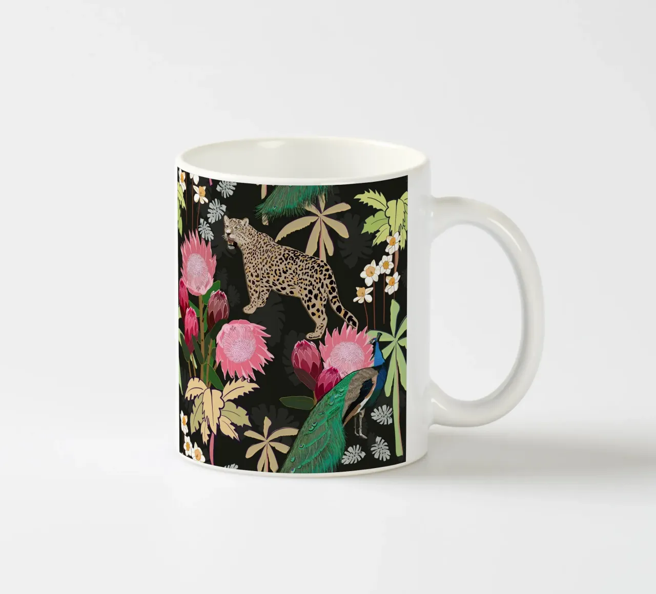 Tigre e pavone II tazza in ceramica da gulsengunel