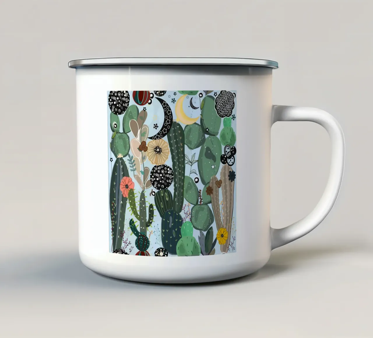 Succulente mooon e star tazza in smalto da gulsengunel