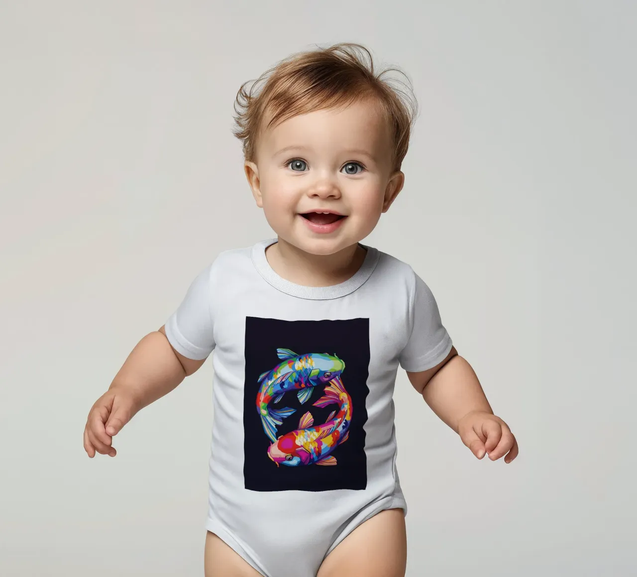 Pesce koi Yin Yang body neonato maniche corte da Wild Life studio