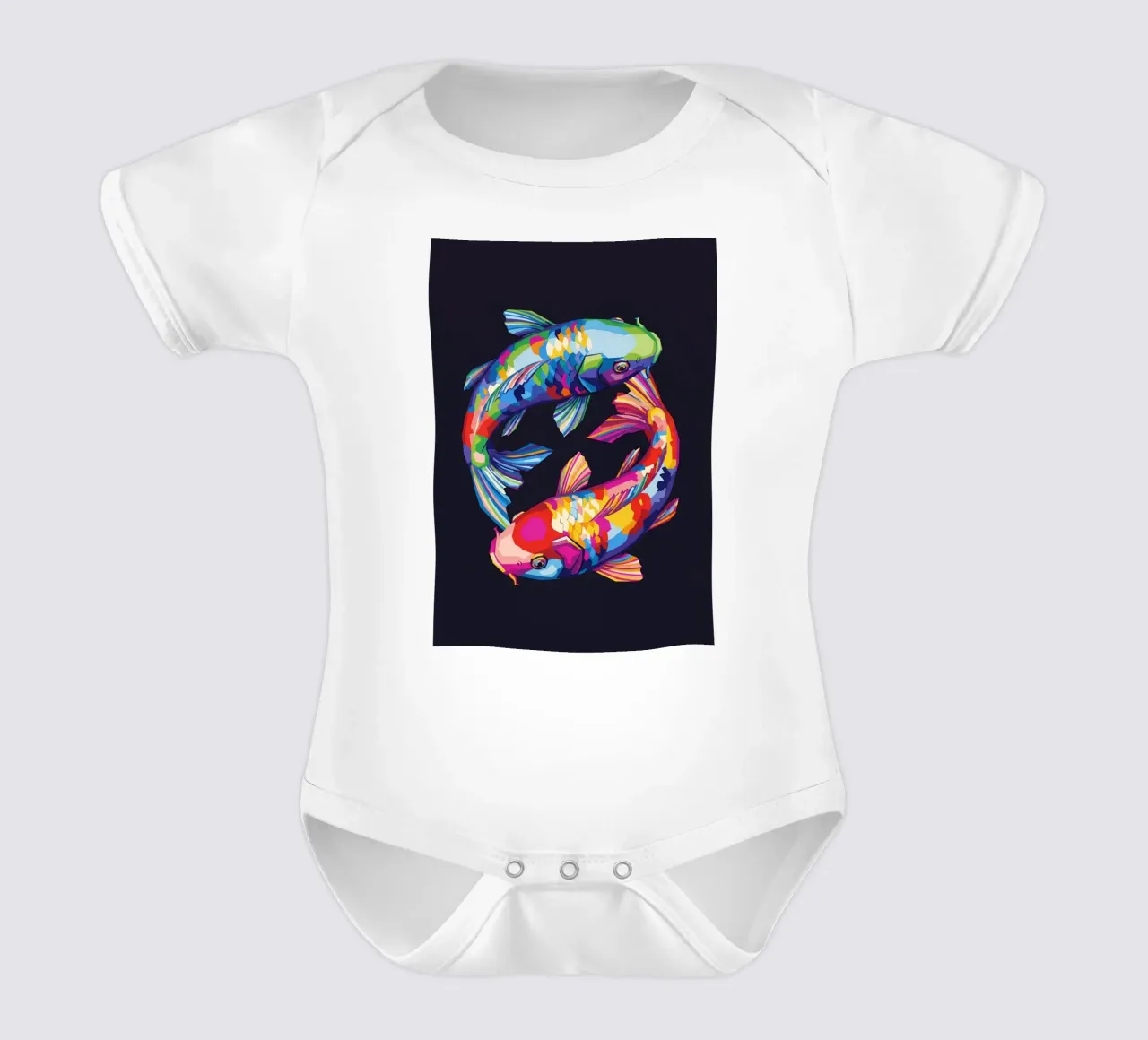 Pesce koi Yin Yang body neonato maniche corte da Wild Life studio