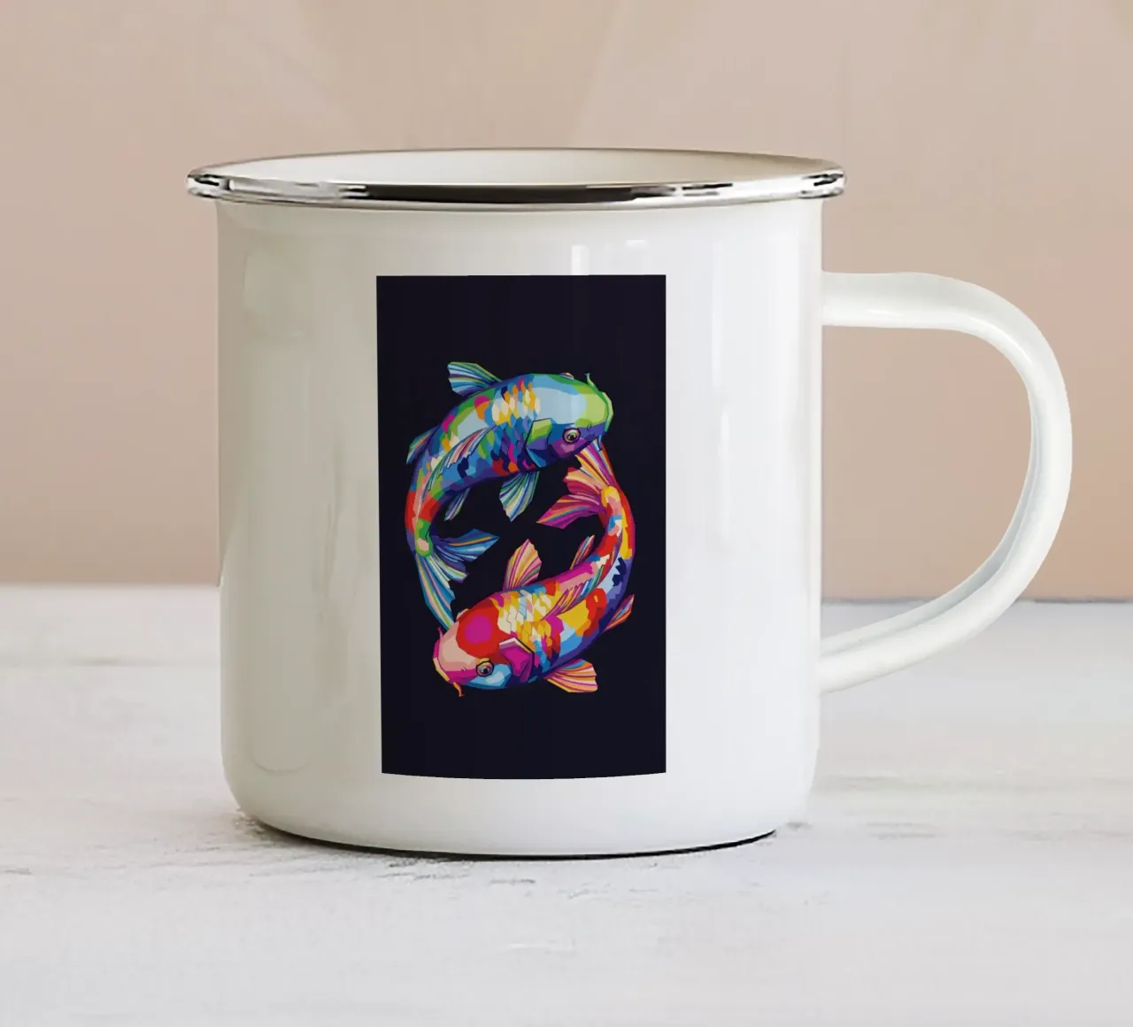 Pesce koi Yin Yang tazza in smalto da Wild Life studio