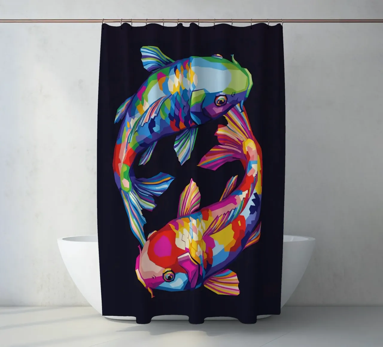 Pesce koi Yin Yang tenda da doccia da Wild Life studio