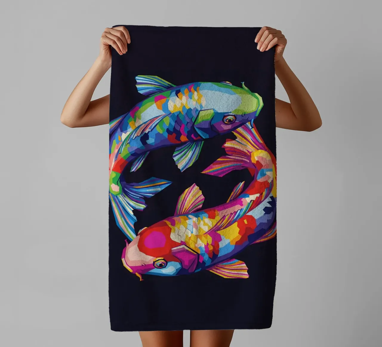 Pesce koi Yin Yang asciugamano da bagno da Wild Life studio