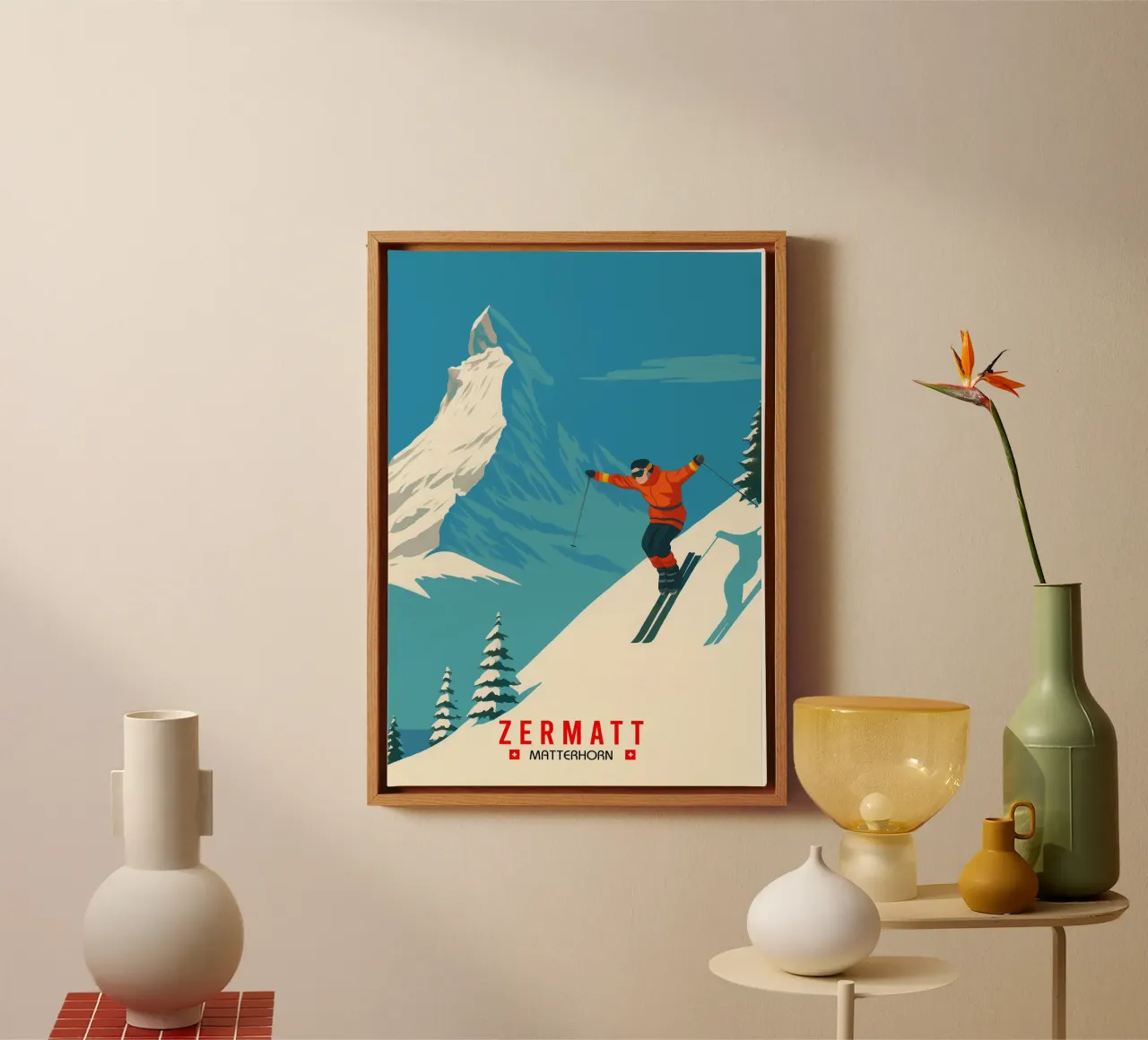 Zermatt & the Matterhorn tela con Cornice a cassetta da Attaboy Dsgn