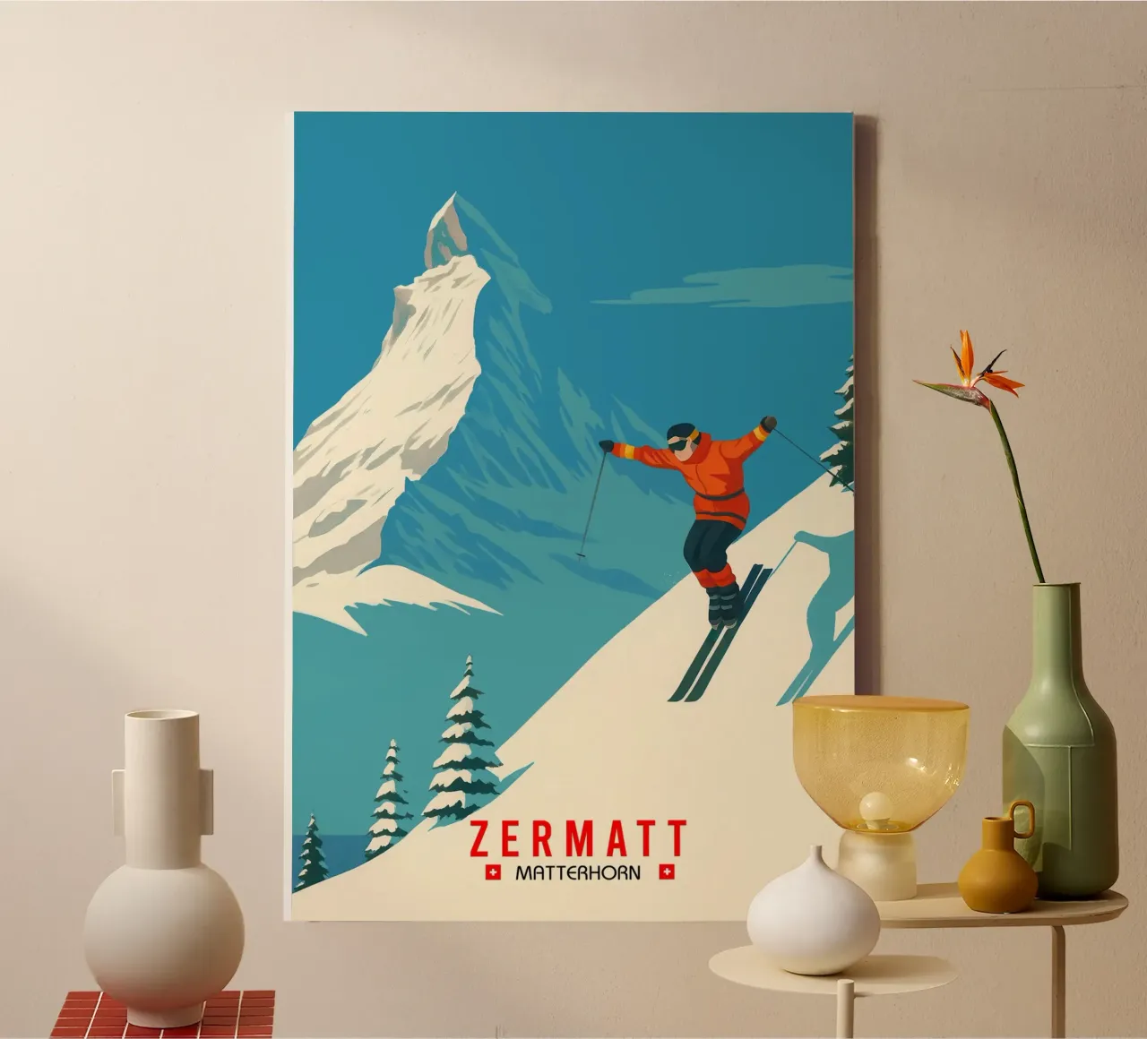 Zermatt & the Matterhorn tela con Cornice a cassetta da Attaboy Dsgn