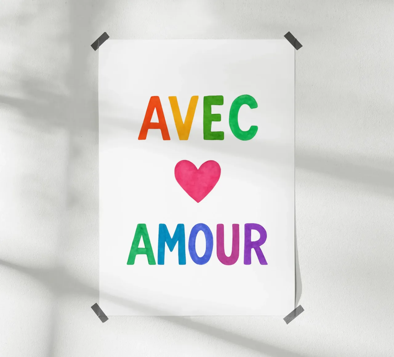 Con amore poster con telaio in alluminio da typostudio