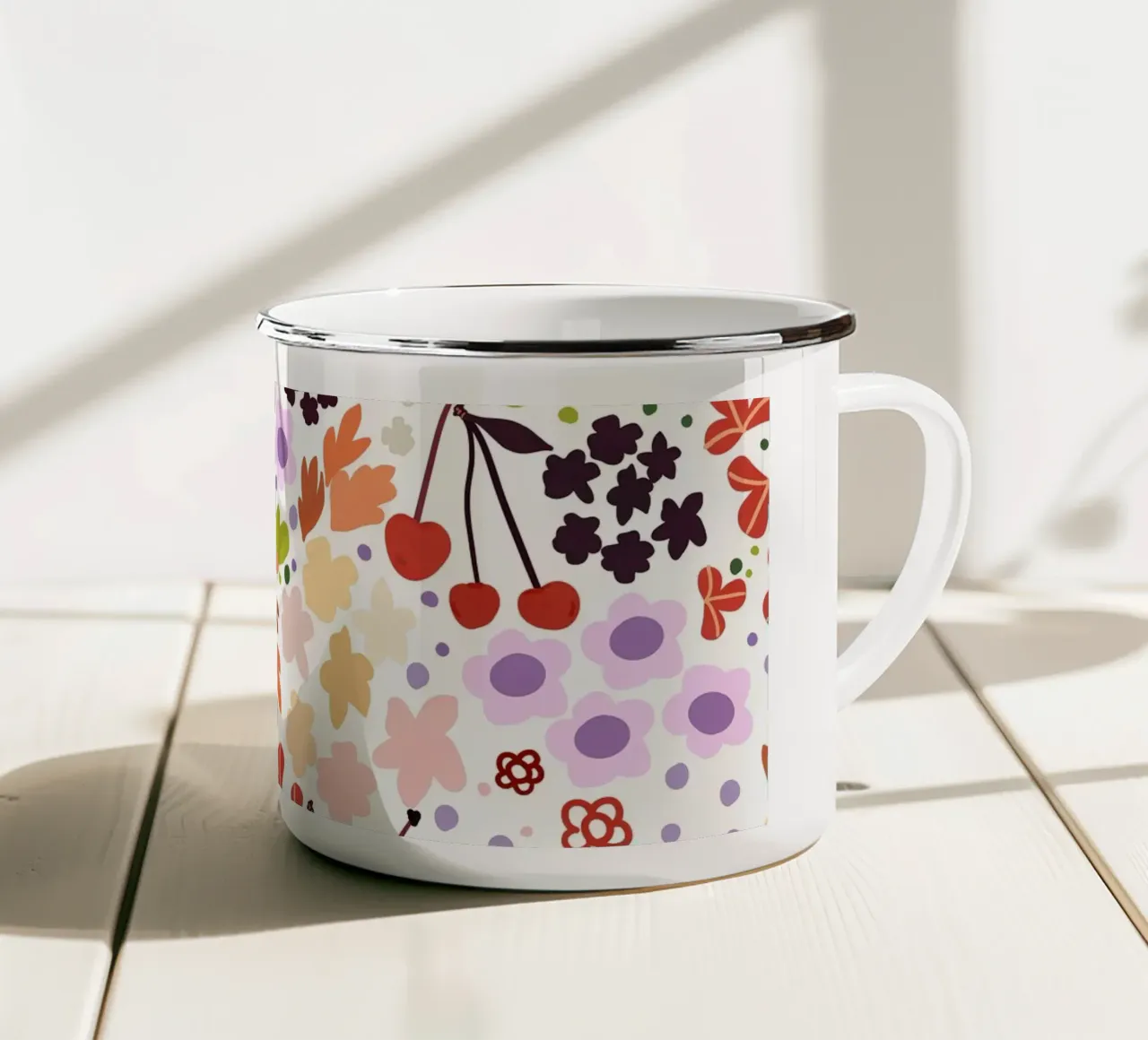 Piccolo campo di fiori bianchi tazza in smalto da gulsengunel