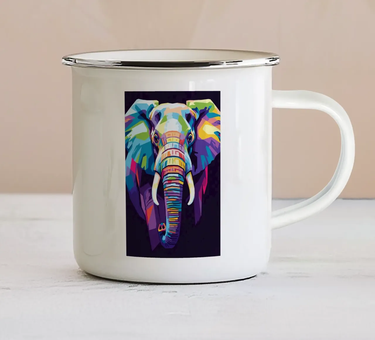 Olifant kunst (2) emaille mok van Wild Life studio
