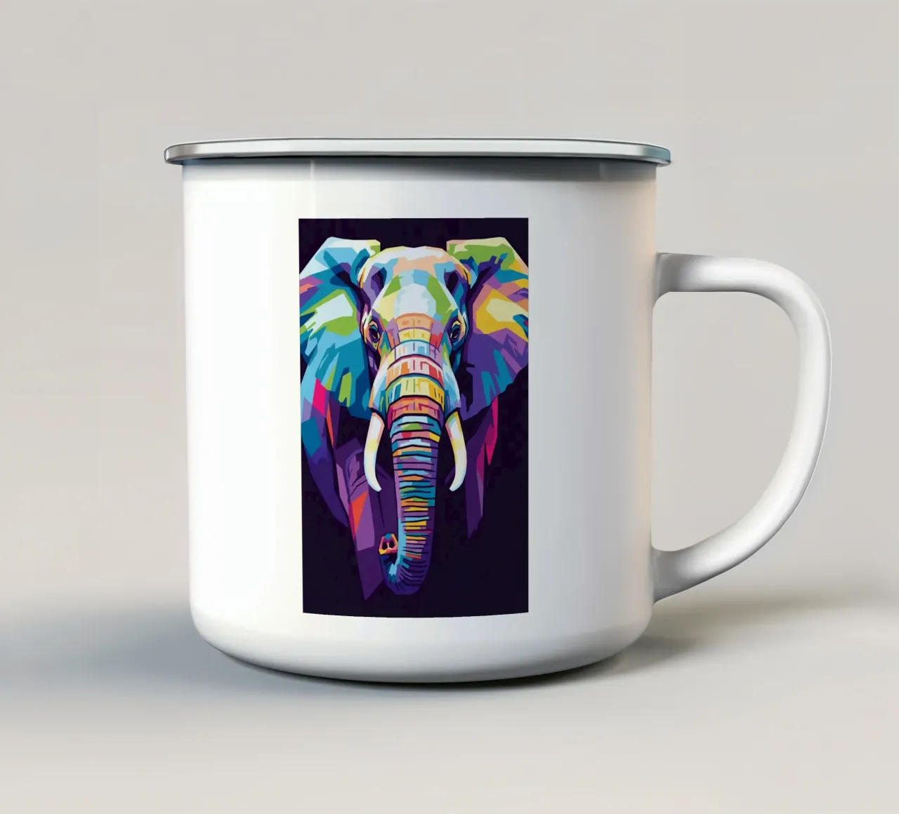 Olifant kunst (2) emaille mok van Wild Life studio