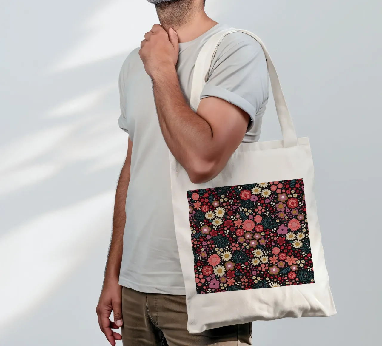 Semplice modello di fiori disegnato a mano borsa in juta da gulsengunel